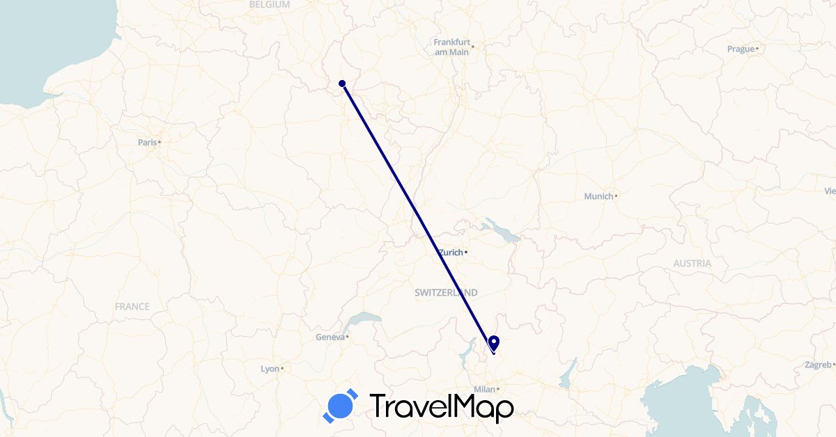 TravelMap itinerary: driving in Italy, Luxembourg (Europe)
